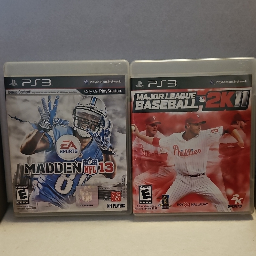 Sony PS3 Sports Game Duo - Madden NFL 13 & MLB 2K11, Preowned, No Manuals